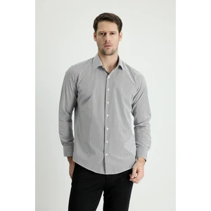 Uzun Kol Slim Fit Dar Kesim Çizgili Pamuklu Kolay Ütülenebilir Gömlek