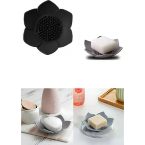 Sabunluk Lotus Tasarımlı Şık Sabunluk Katı Sabunluk Su Giderli Sabunluk