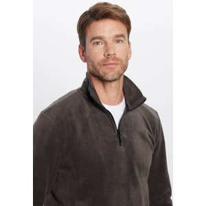 Unisex Standart Fit Anti-pilling Tüylenme Yapmayan Soğuk Geçirmez Füme Dik Bato Yaka Polar Sweatshirt