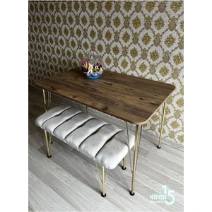 Gold Metal Ayaklı 70 x 110 Atlantik Çam  Mutfak Masası -Balkon-Çalışma Masası