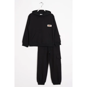 Kapüşonlu Kargo Cepli Haki Renk Erkek Çocuk Eşofman Takım