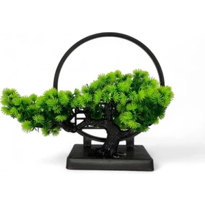 Yapay Ağaç Bonzai Çemberli Model Dekoratif Yapay Ağaç Bonsai Yapay Ağaç Masa Ofis Hediyelik