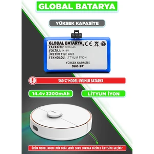 S7 Akıllı Robot Süpürge Bataryası 14.4V 3200mAh Pil Li-ion (Yüksek Kapasite)