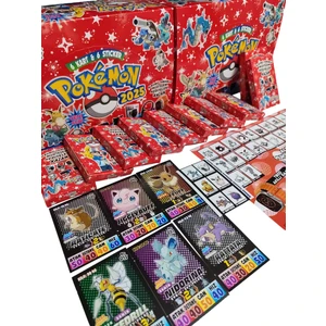 Emrah Gültekin Pokemon 2025 (24 Minik Kutu 144 Adet Kart 144 Adet Sticker 2 Adet  Albüm) Sürpriz Hediyeler Albümü Oyun Kağıtları