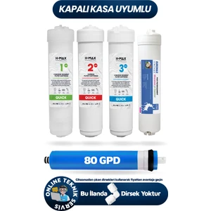 H-MAX Reverse Osmosis System Lg Membranlı Inline Kapalı Kasa Tüm Su Arıtma Cihazlarına Uyumlu 5'li Filtre Takımı