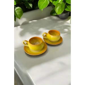 Rainbow 2 Kişilik 4 Parça Seramik Double Kahve Fincanı Seti