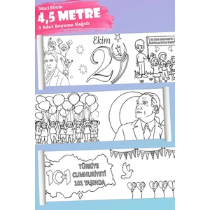 29 Ekim Temalı Rulo Aktivite Dev Boyama Kağıdı 4,5 Metre