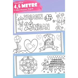 23 Nisan Temalı Rulo Aktivite Dev Boyama Kağıdı 4,5 Metre