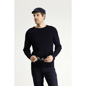 Bisiklet Yaka Slim Fit Dar Kesim Desenli Pamuklu Triko Kazak