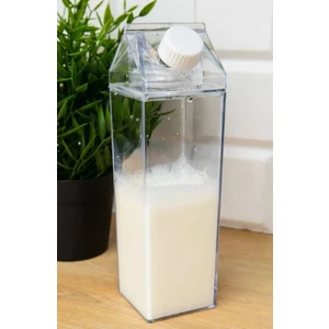 500ML Mika Süt Kutu Tasarımlı Su Kahve Içecek Şişesi | Cam Değildir | Kahve ve Sunum Bardağı -1 Adet