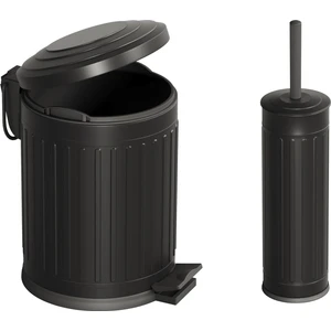 Aqua Bagno Midas  Klozet Fırçası + Çöp Kovası 5 Lt -2 Parça Set, Mat Siyah