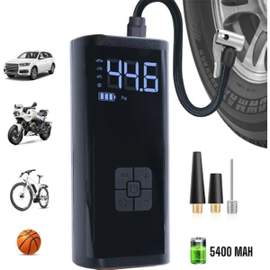 Dijital Ekranlı 2000 Mah Şarjlı Taşınabilir Oto Hava Kompresörü 4 Başlıklı Araç Lastik Top Şişirme Pompası