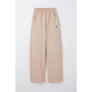 Kız Çocuk Eşofman Altı Beli Lastikli Cepli Armalı 6-12 Yaş, Bej