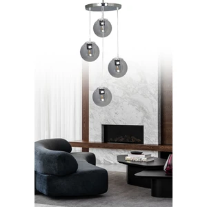 ŞL Şef Light Sarkıt Tepsi Gümüş 4'lü Füme Camlı Avize