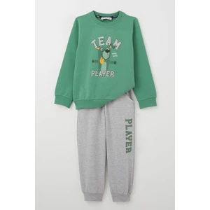 Erkek Çocuk Eşofman Takım Oyuncu Köpekçik Baskılı 1-4 Yaş, Mint Yeşili