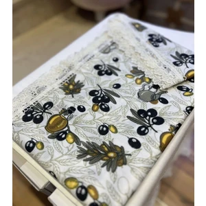 140X170 Raşel Leke Tutmaz Güpürlü Sofra/masa Örtüsü Zeytin