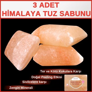 Hanzade Bitkisel Himalaya Tuz Sabunu 300-350 gr x 3 Adet Zengin Mineralli Doğal Saf Pembe Himalaya Kaya Tuzu Sabunu