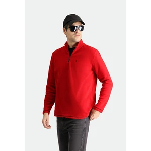 Yarım Fermuarlı Nakışlı Polar Sweatshirt
