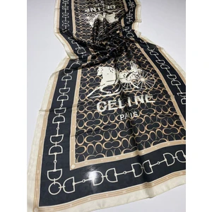 Vual Ipek Şal Krem Siyah