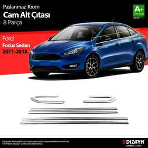 Ford Focus 3 SD Krom Cam Çıtası 8 Prç 2011-2018