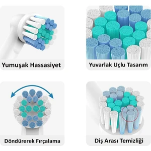 Fırsat 7 Braun - Oral B Şarjlı ve Pilli Ağız ve Diş Sağlıgı Fırçası Uyumlu 4 Adet Yedek Başlık