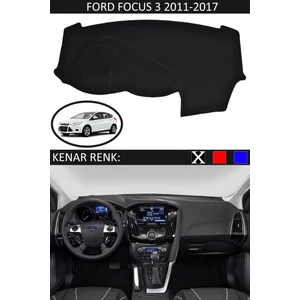 Ford Focus 3 2011-2017 Için Uygun Torpido Koruma Halısı Siyah Kenar Renk Siyah
