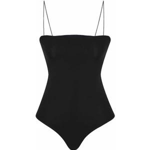 Çıtçıtlı İnce Askılı Bodysuit Siyah