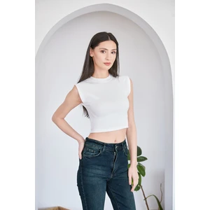 Fitilli Bisiklet Yaka Crop Tişört