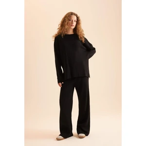 Relax Fit 2'li Takım Triko Bisiklet Yaka Kazak Geniş Paça Pantolon D5232AXNS