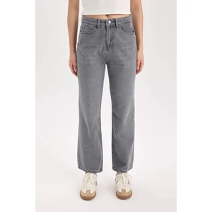 Straight Fit Yüksek Bel Bilek Boy Jean Yıkamalı Pantolon E3416AXNS