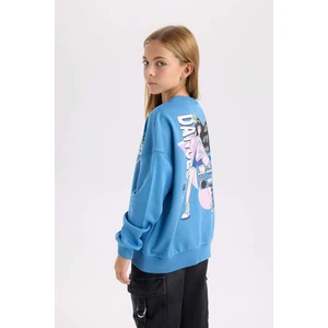 Kız Çocuk Relax Fit Bisiklet Yaka Sırt Baskılı Sweatshirt D6496A8NS