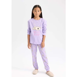 Kız Çocuk Pijama Takımı Baskılı Uzun Kollu Üst Uzun Alt D8196A8NS