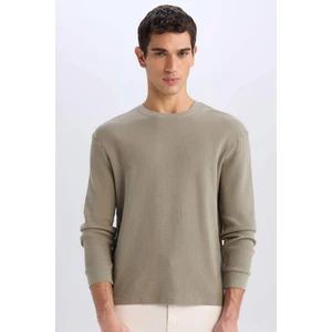 Regular Fit Bisiklet Yaka Uzun Kollu Waffle Tişört D7504AX25SP