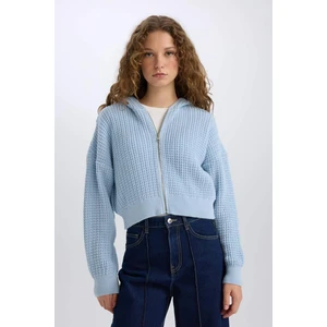 Regular Fit Kapüşonlu Fermuarlı Triko Hırka E2269AXNS