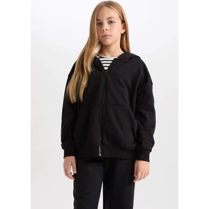 Oversize Geniş Kalıp Kapüşonlu Basic Düz Hırka D6498A8NS