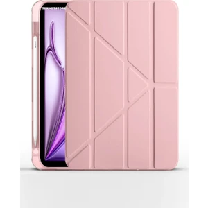 iPad Air 13 İnç 2024 M2 Kılıf Kalem Şarj Bölmeli Stadlı Uyku Modlu Arkası Silikon Akıllı Case
