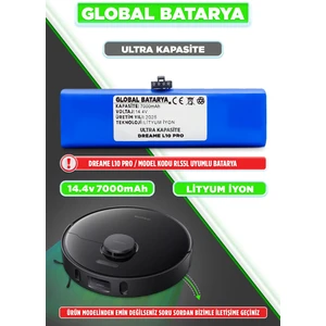 Global Batarya Dreame L10 Pro Uyumlu Akıllı Robot Süpürge Bataryası 14.4V 7000MAH Li-Ion Pil (Ultra Kapasite)
