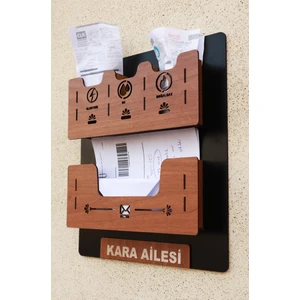 Apartman Ortak Fatura & Posta Kutusu Ahşap - Siyah Ceviz