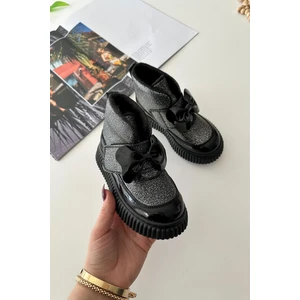 Miniğimin Cicileri Simli Fiyonk Detaylı  Kız çocuk bot - Gri