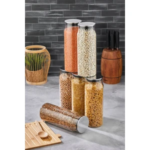 1800 ml 25.5 cm Gümüş Kapaklı Cam Kavanoz - Hava Geçirmez, Hijyenik ve Şık Saklama Çözümü (Makarna, Bakliyat, Baharat ve Daha Fazlası Için)