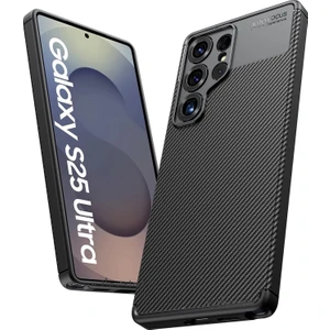 M.TK Moveteck Samsung Galaxy S25 Ultra Kılıf Kamera Çıkıntılı Karbon Desenli Renk Atmaz Koruyucu Negro Kapak