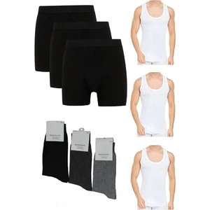 Toplam 9 Parça Atlet - Boxer - Çorap Takımı 3 Boxer 3 Atlet 3 Çorap