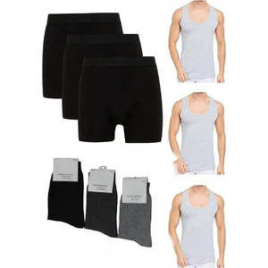 Toplam 9 Parça Atlet - Boxer - Çorap Takımı 3 Boxer 3 Atlet 3 Çorap