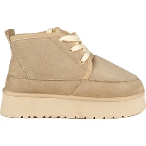 Akka Shoes Kadın Mini Boy Süet Içi Kürklü Kalın Taban Bağcıklı Bot