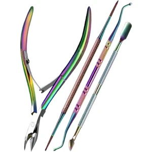 Solgen Manikür Pedikür Seti Kütikül Tırnak Eti Itici Set Kesici Set XLP401 Rainbow