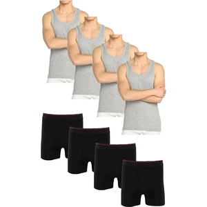 Ekonomik Erkek 4'lü Pamuklu Atlet Boxer Takım Toplam 8 Parça
