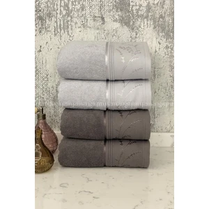 Ditsy El-Yüz Havlusu 4 Adet-Antrasit-Gri