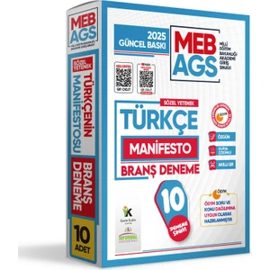 2025 Meb Ags Sözel yetenek Türkçe Manifesto Branş deneme Paketi 10LU ÖZGÜN Dijital Çözümlü