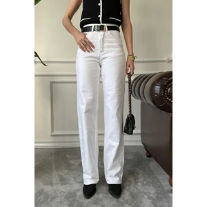 Orijinal Boru Paça Pantolon- Beyaz