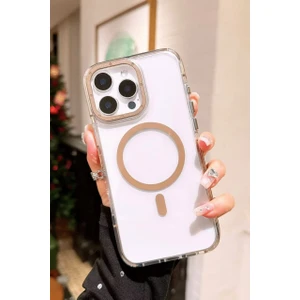 Paladyum Case Apple iPhone 16 Pro Max Uyumlu Darbelere Karşı Korumalı Magsafe Özellikli Çöl Titanyum Detaylı Sararmaz Şeffaf Kılıf